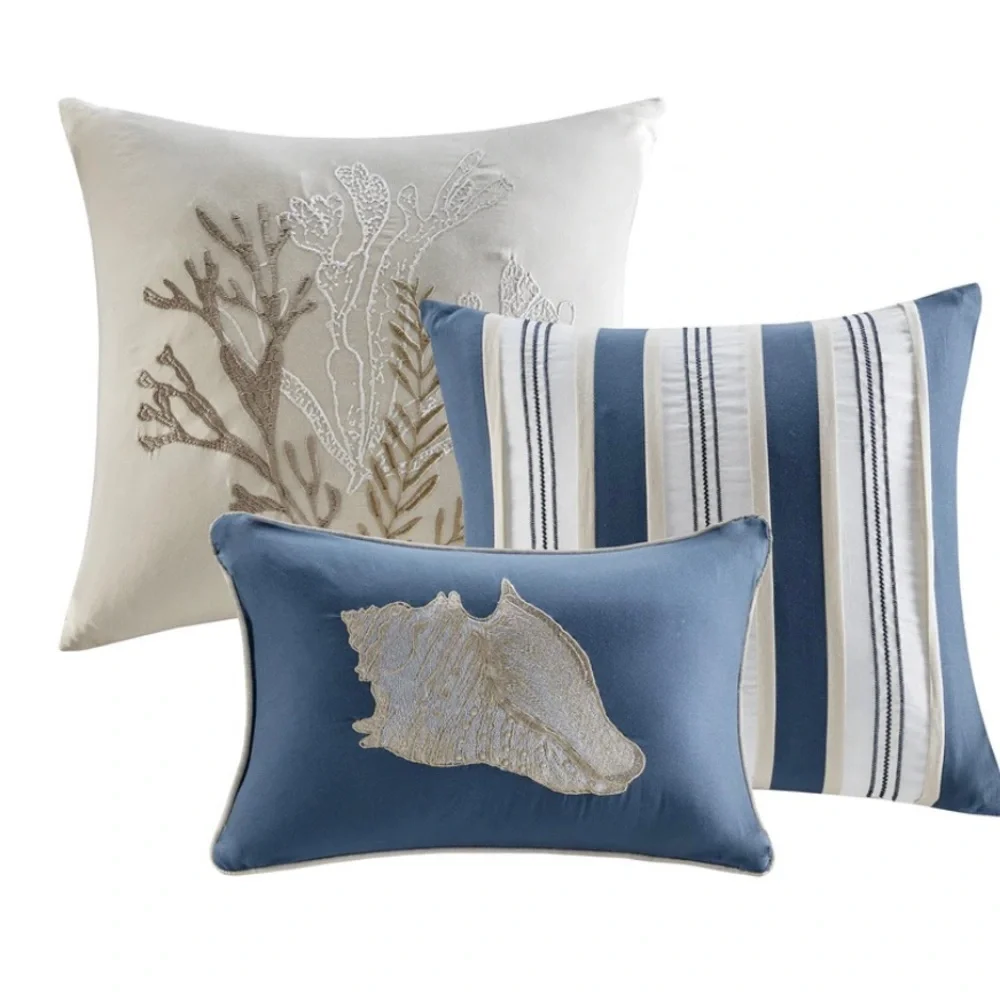 Madison Park Chatham Blue 7-piece Cotton Sateen Comforter Set Queen